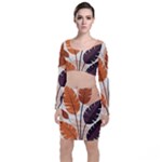 Leaves Boho Monster Nature Long Sleeve Crop Top & Bodycon Skirt Set