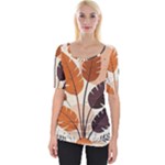 Leaves Boho Monster Nature Wide Neckline T-Shirt