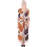 Leaves Boho Monster Nature Quarter Sleeve Wrap Maxi Dress