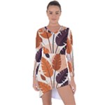 Leaves Boho Monster Nature Asymmetric Cut-Out Shift Dress