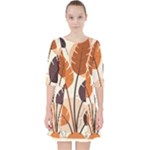 Leaves Boho Monster Nature Quarter Sleeve Pocket Dress