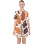 Leaves Boho Monster Nature Sixties Short Sleeve Mini Dress