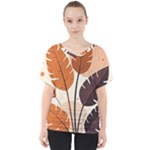 Leaves Boho Monster Nature V-Neck Dolman Drape Top