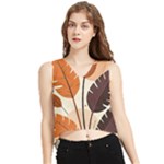 Leaves Boho Monster Nature V-Neck Cropped Tank Top