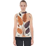 Leaves Boho Monster Nature Mock Neck Shell Top