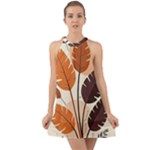 Leaves Boho Monster Nature Halter Tie Back Chiffon Dress