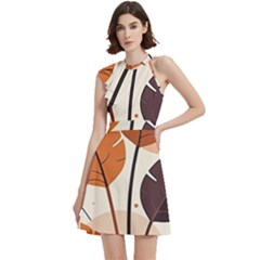 Cocktail Party Halter Sleeveless Dress With Pockets 