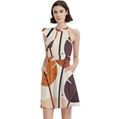 Cocktail Party Halter Sleeveless Dress With Pockets 