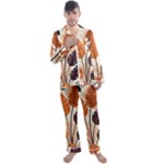 Leaves Boho Monster Nature Men s Long Sleeve Satin Pajamas Set