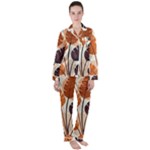 Leaves Boho Monster Nature Women s Long Sleeve Satin Pajamas Set