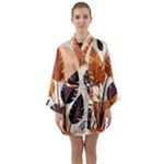 Leaves Boho Monster Nature Long Sleeve Satin Kimono