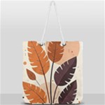 Leaves Boho Monster Nature Full Print Rope Handle Tote (Large)