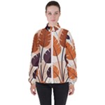 Leaves Boho Monster Nature Women s High Neck Windbreaker