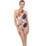 Leaves Boho Monster Nature Halter Side Cut Swimsuit