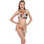 Leaves Boho Monster Nature Cross Front Halter Bikini Set