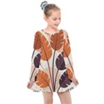 Leaves Boho Monster Nature Kids  Long Sleeve Dress