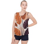 Leaves Boho Monster Nature Bubble Hem Chiffon Tank Top