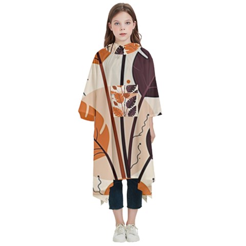 Leaves Boho Monster Nature Kids  Hooded Rain Ponchos from ArtsNow.com