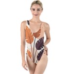 Leaves Boho Monster Nature High Leg Strappy Swimsuit