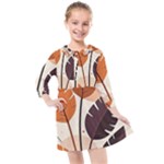 Leaves Boho Monster Nature Kids  Quarter Sleeve Shirt Dress