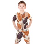 Leaves Boho Monster Nature Kids  T-Shirt and Shorts Set