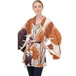 Leaves Boho Monster Nature Long Sleeve Velvet Kimono 