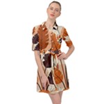 Leaves Boho Monster Nature Belted Shirt Dress