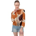 Leaves Boho Monster Nature Banded Bottom Chiffon Top