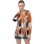 Leaves Boho Monster Nature Long Sleeve Satin Shirt