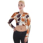 Leaves Boho Monster Nature Long Sleeve Cropped Velvet Jacket