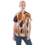 Leaves Boho Monster Nature Women s Short Sleeve Pocket Shirt