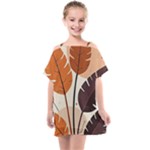 Leaves Boho Monster Nature Kids  One Piece Chiffon Dress