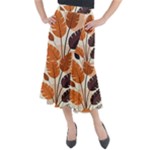 Leaves Boho Monster Nature Midi Mermaid Skirt