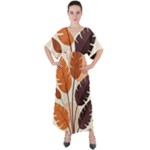 Leaves Boho Monster Nature V-Neck Boho Style Maxi Dress