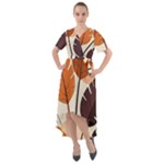 Leaves Boho Monster Nature Front Wrap High Low Dress