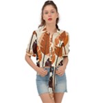 Leaves Boho Monster Nature Tie Front Shirt 