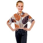 Leaves Boho Monster Nature Kids Mock Neck T-Shirt