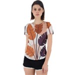 Leaves Boho Monster Nature Back Cut Out Sport T-Shirt