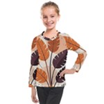 Leaves Boho Monster Nature Kids  Long Mesh T-Shirt