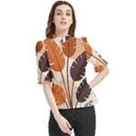 Leaves Boho Monster Nature Frill Neck Blouse