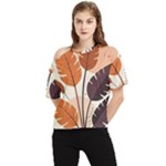 Leaves Boho Monster Nature One Shoulder Cut Out T-Shirt