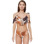 Leaves Boho Monster Nature Ruffle Edge Tie Up Bikini Set	