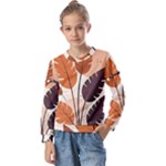 Leaves Boho Monster Nature Kids  Long Sleeve T-Shirt with Frill 