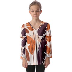 Kids  V Neck Casual Top 