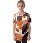 Leaves Boho Monster Nature Fold Over Open Sleeve Top