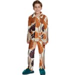 Leaves Boho Monster Nature Kids  Long Sleeve Velvet Pajamas Set