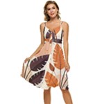 Leaves Boho Monster Nature Sleeveless Tie Front Chiffon Dress