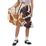 Leaves Boho Monster Nature Kids  Ruffle Flared Wrap Midi Skirt