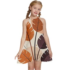 Kids  Halter Collar Waist Tie Chiffon Dress 