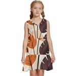 Leaves Boho Monster Nature Kids  Sleeveless Tiered Mini Dress